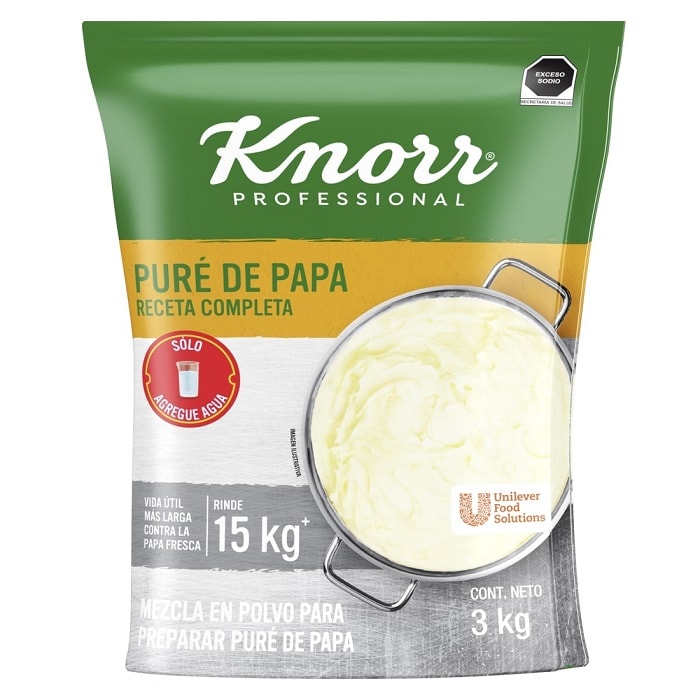 Knorr® Professional Puré de Papa Receta Completa 3 Kg - Mezcla en polvo para preparar  puré de papa.
